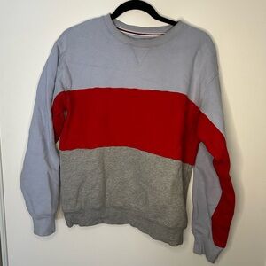 TNA Colorblock Crewneck Sweater - Light Blue, Red, Gray